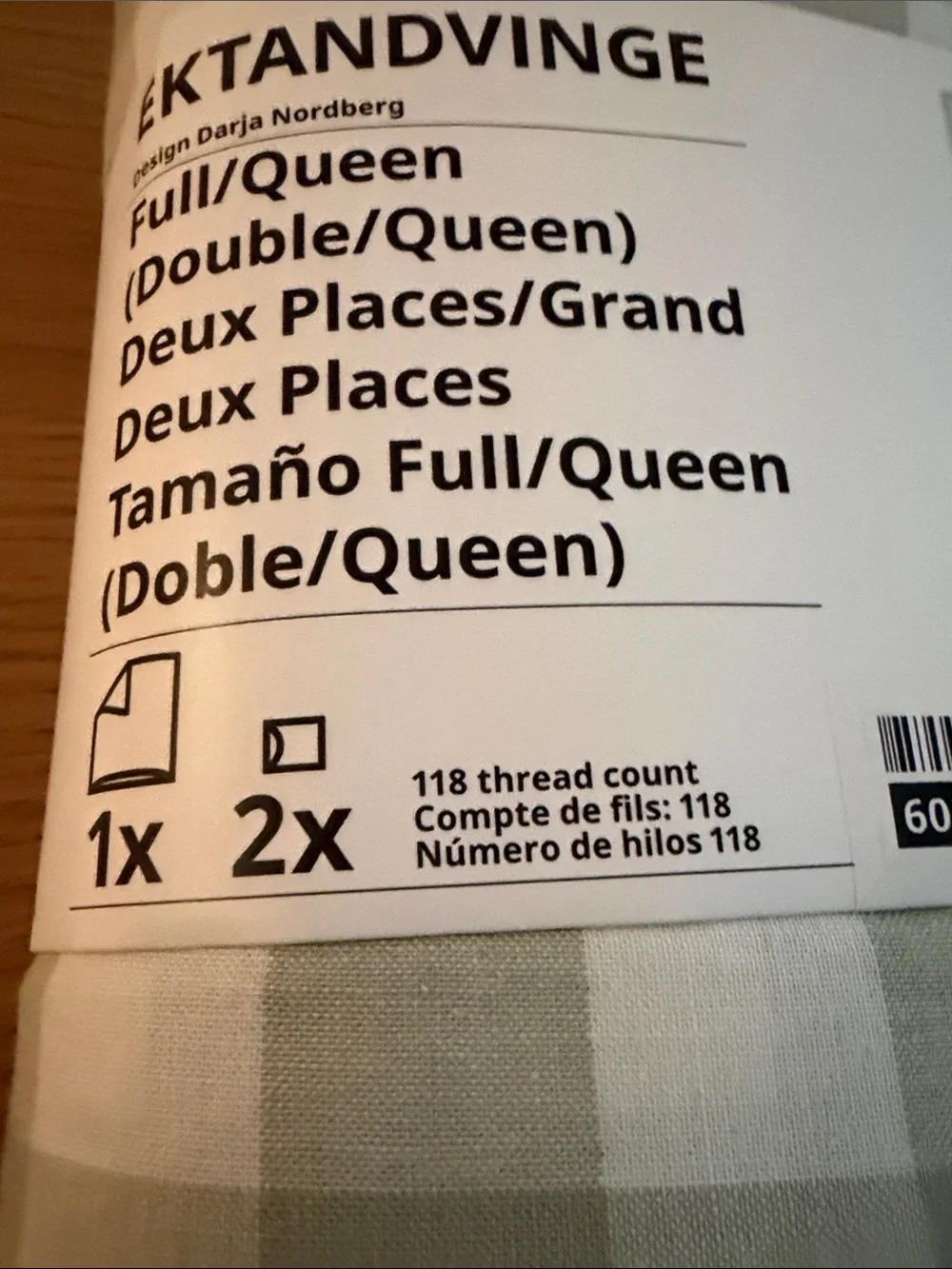 IKEA sage and white check duvet cover